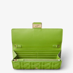 Baguette Continental With Chain Forest green nappa leather wallet with FF motif