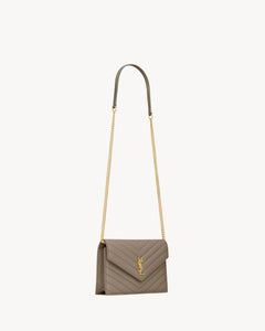 CASSANDRE Envelope Chain Wallet in Grain De Poudre leather