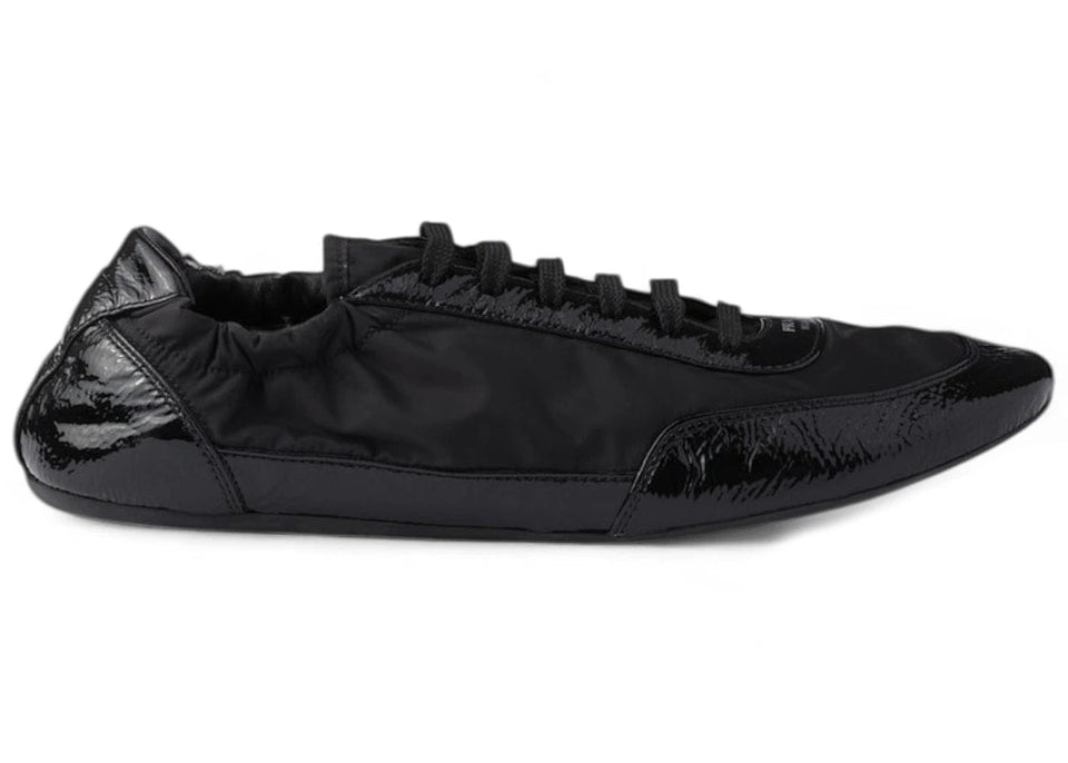 Prada Collapse Re-Nylon Sneakers Black Leather Womens