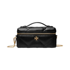 Tory Burch Kira Diamond Quilt Charm East-West Vanity Case Black