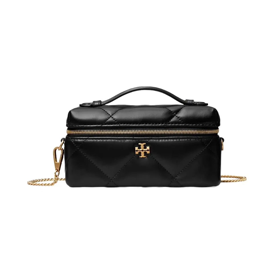 Tory Burch Kira Diamond Quilt Charm East-West Vanity Case Black