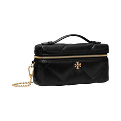 Tory Burch Kira Diamond Quilt Charm East-West Vanity Case Black