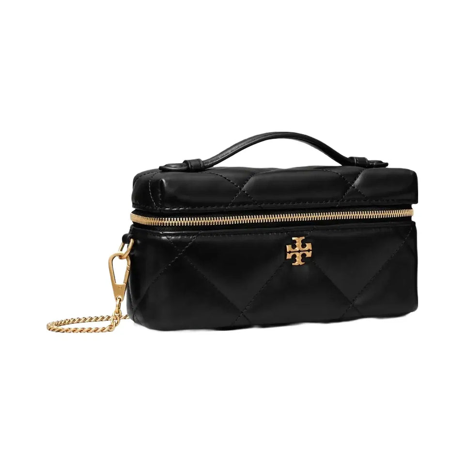 Tory Burch Kira Diamond Quilt Charm East-West Vanity Case Black