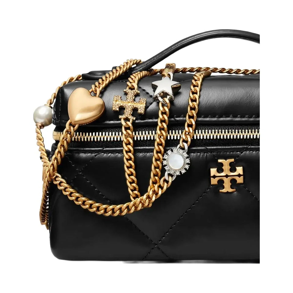 Tory Burch Kira Diamond Quilt Charm East-West Vanity Case Black
