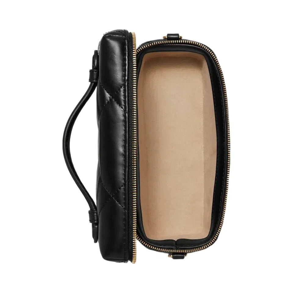 Tory Burch Kira Diamond Quilt Charm East-West Vanity Case Black