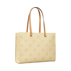 Tory Burch T Monogram Pebbled Tote Biscotti