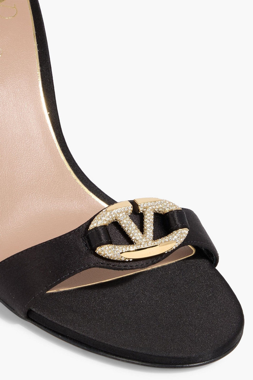 Valentino Garavani Vlogo Satin Sandals Black Women's