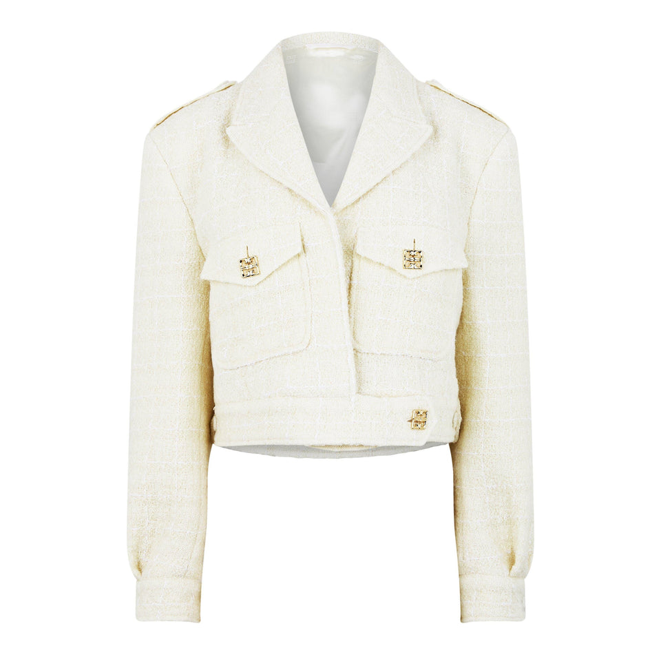 Cropped Tweed Long Sleeve Hybrid Jacket