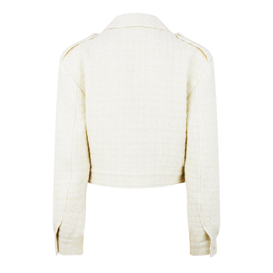 Cropped Tweed Long Sleeve Hybrid Jacket