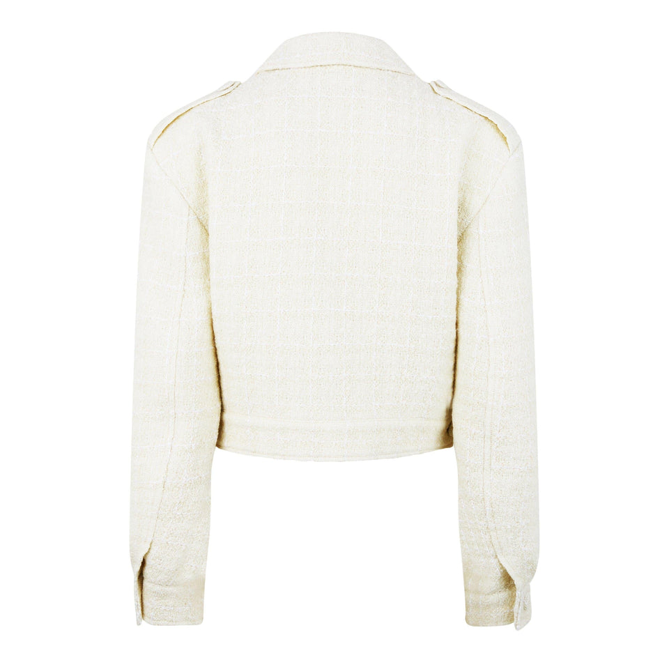 Cropped Tweed Long Sleeve Hybrid Jacket