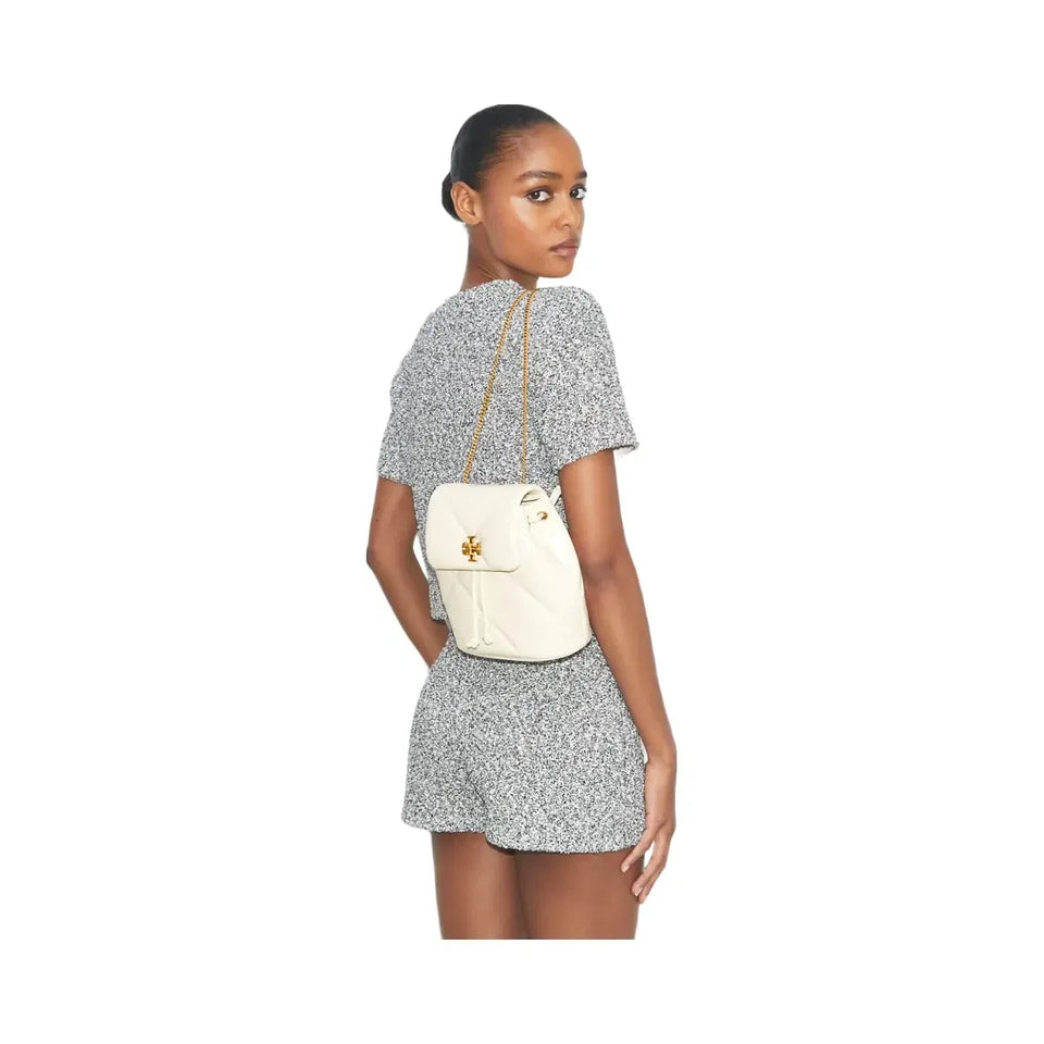 Tory Burch Mini Kira Diamond Quilt Backpack Warm White