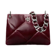 Tory Burch Small Kira Diamond Quilt Distressed Shoulder Bag Dark Carmine