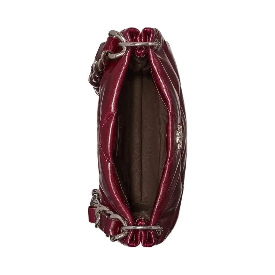 Tory Burch Small Kira Diamond Quilt Distressed Shoulder Bag Dark Carmine