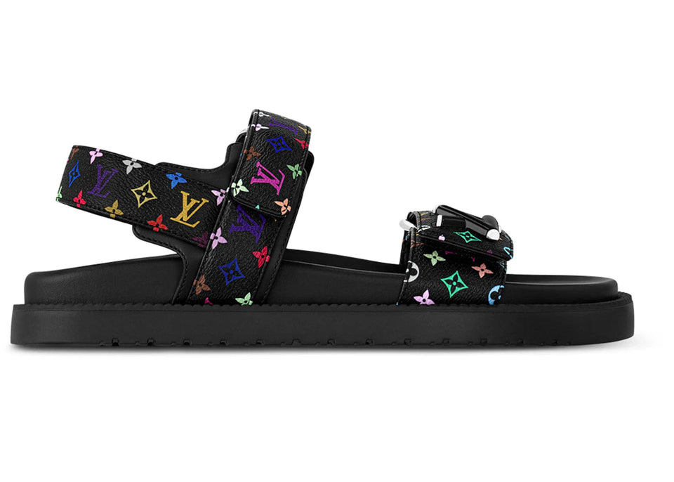 Louis Vuitton Lv Sunset Flat Comfort Sandal Takashi Murakami Black Womens