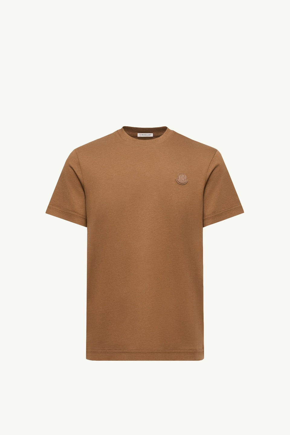 Moncler Double Leather Logo Cotton T-Shirt Brown Brown