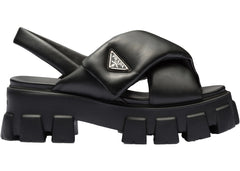 Prada Monolith Padded 55Mm Sandals Black Nappa Leather