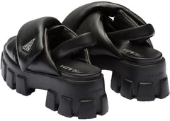 Prada Monolith Padded 55Mm Sandals Black Nappa Leather