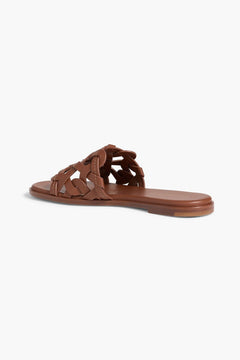 Gianvito Rossi Amalfi Woven Leather Slides Brown Women's