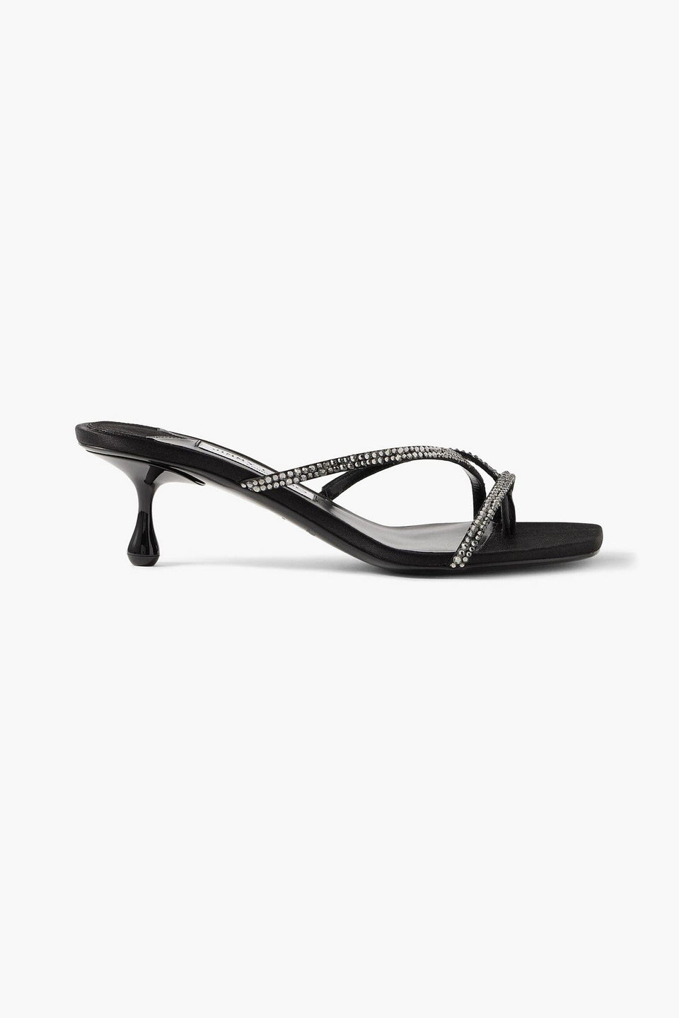 Jimmy Choo Etana 50 Crystal-Embellished Satin Mules Black Women's