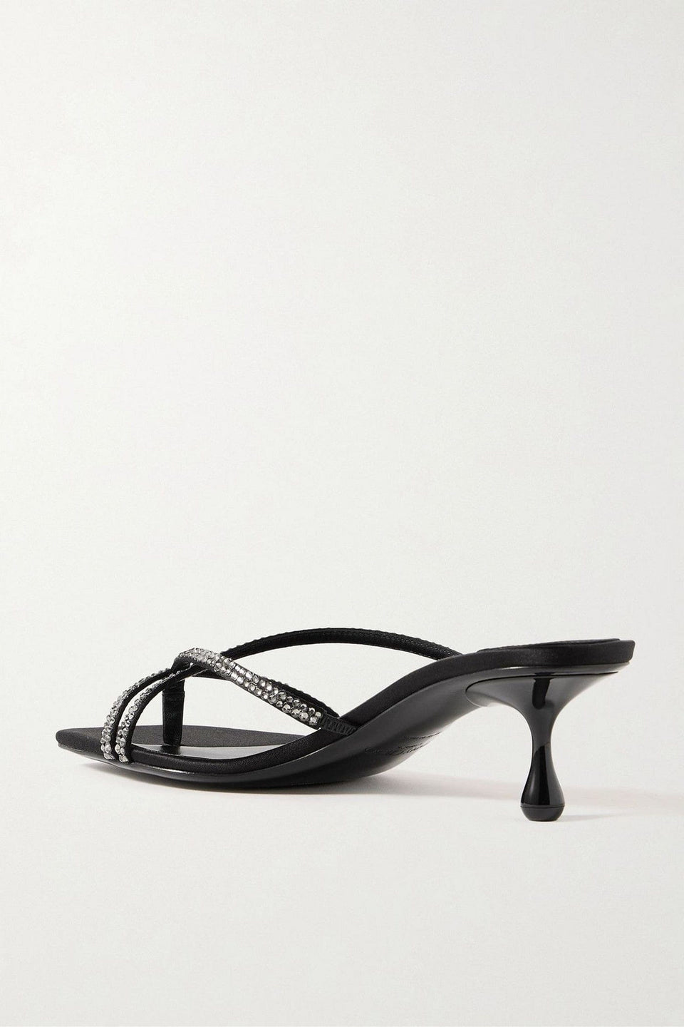 Jimmy Choo Etana 50 Crystal-Embellished Satin Mules Black Women's