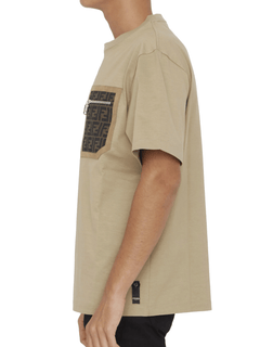 Fendi FF Monogram Pocket Oversized T-Shirt in Beige