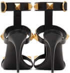 Valentino Garavani Black Calfskin Roman Stud 100 Heeled Sandals