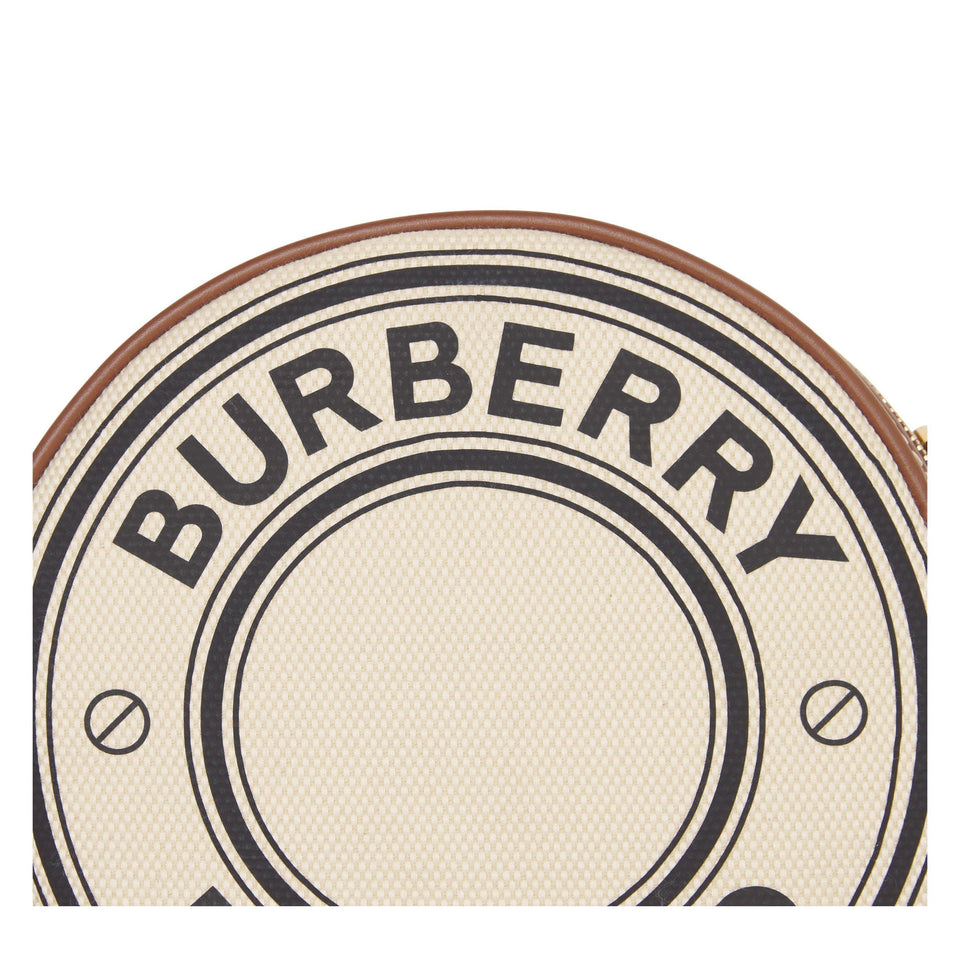 Logo Graphic Cotton Canvas And Leather Louise Mini Round Bag
