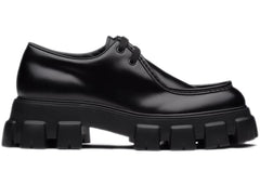 Prada Monolith Lace-Up Shoe Black Brushed Leather