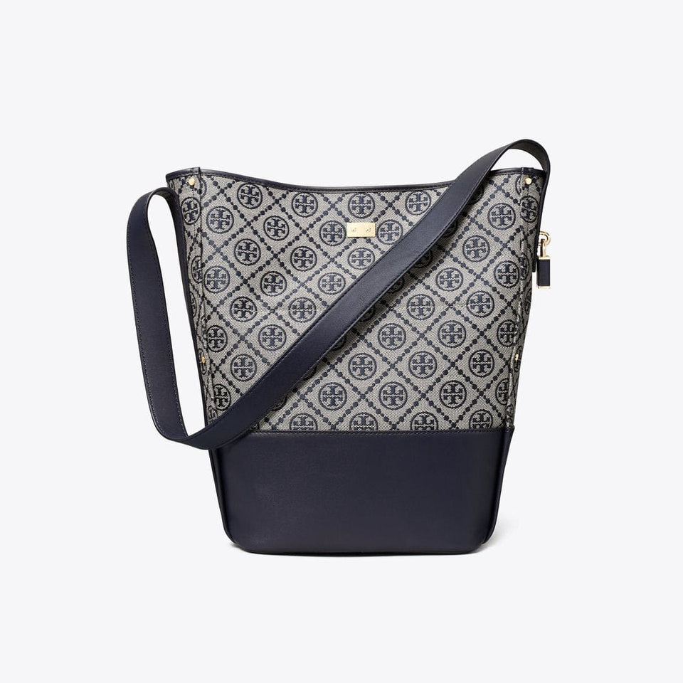 Tory Burch T Monogram Lock Slim Bucket Bag Tory Navy