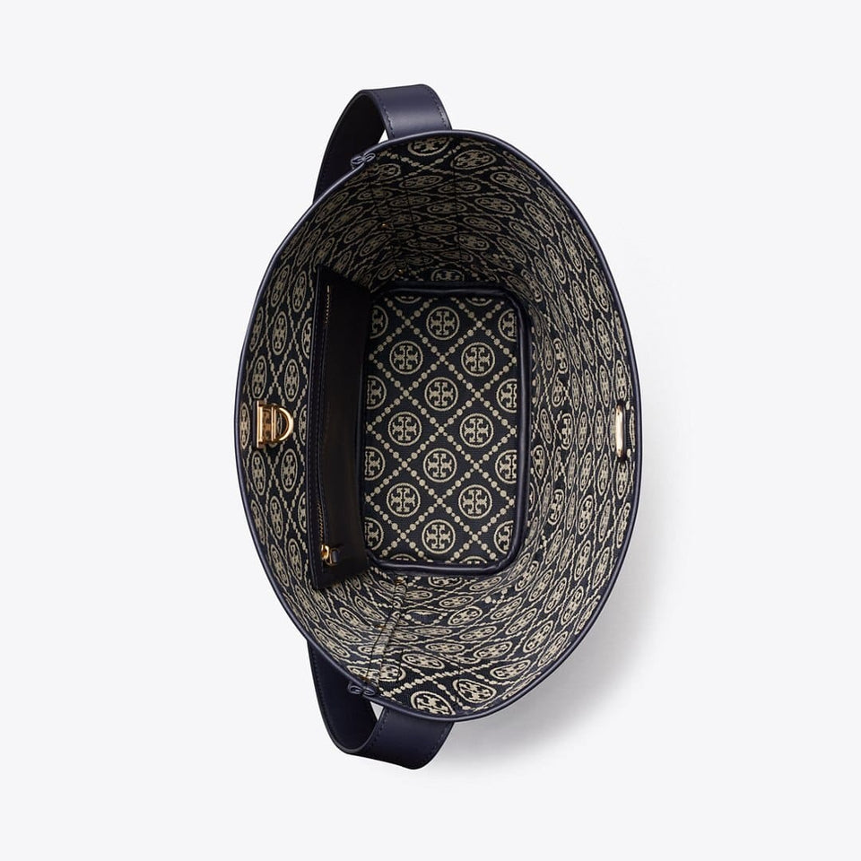 Tory Burch T Monogram Lock Slim Bucket Bag Tory Navy