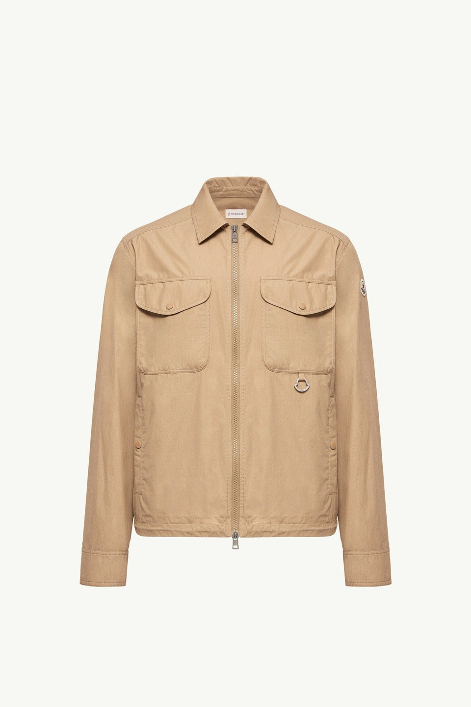 Moncler Cotton Poplin Long Sleeve Zip-Up Shirt Jacket Beige Beige