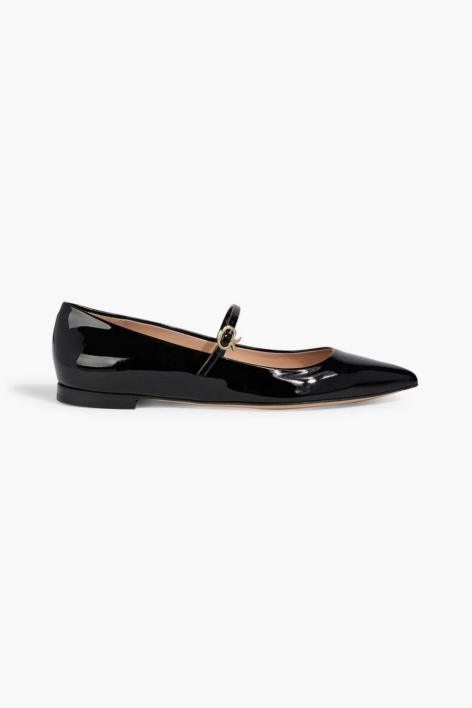 Gianvito Rossi Ribbon Jane Patent-Leather Mary Jane Flats Black Women's