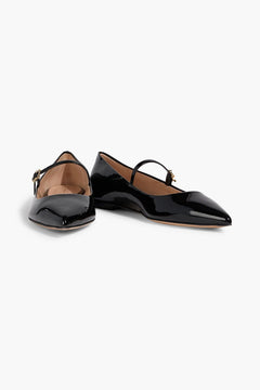 Gianvito Rossi Ribbon Jane Patent-Leather Mary Jane Flats Black Women's