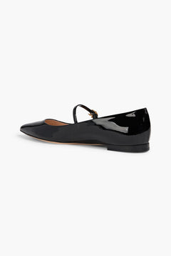 Gianvito Rossi Ribbon Jane Patent-Leather Mary Jane Flats Black Women's