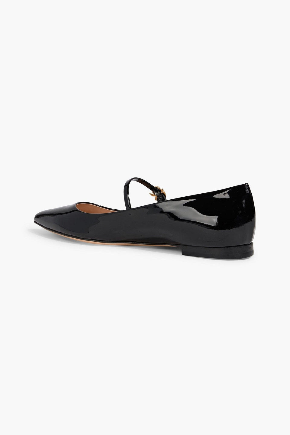 Gianvito Rossi Ribbon Jane Patent-Leather Mary Jane Flats Black Women's