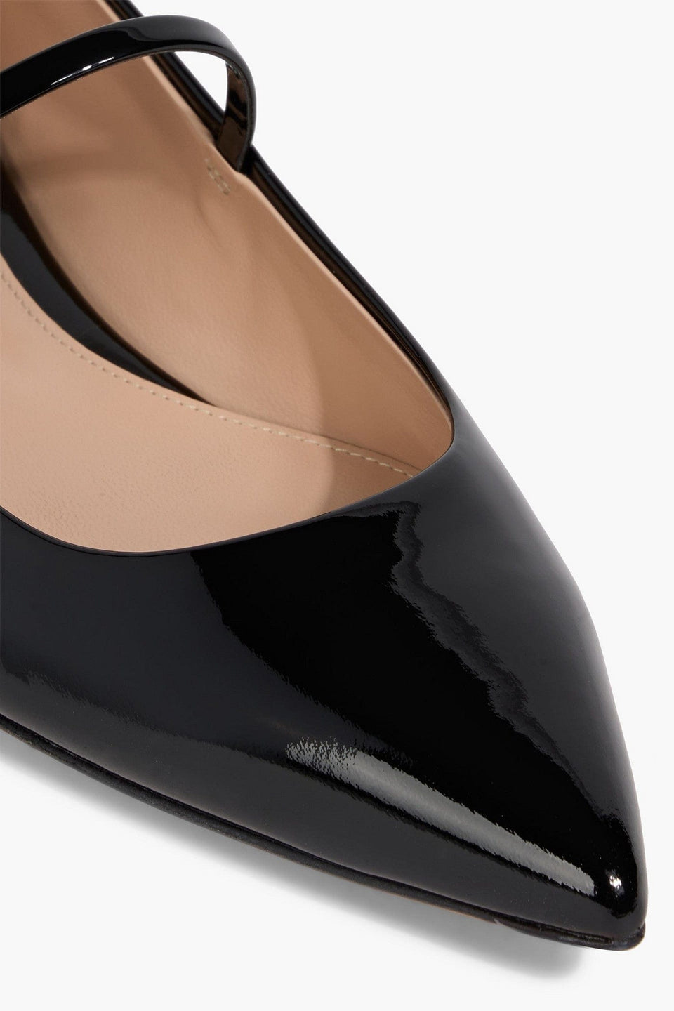 Gianvito Rossi Ribbon Jane Patent-Leather Mary Jane Flats Black Women's