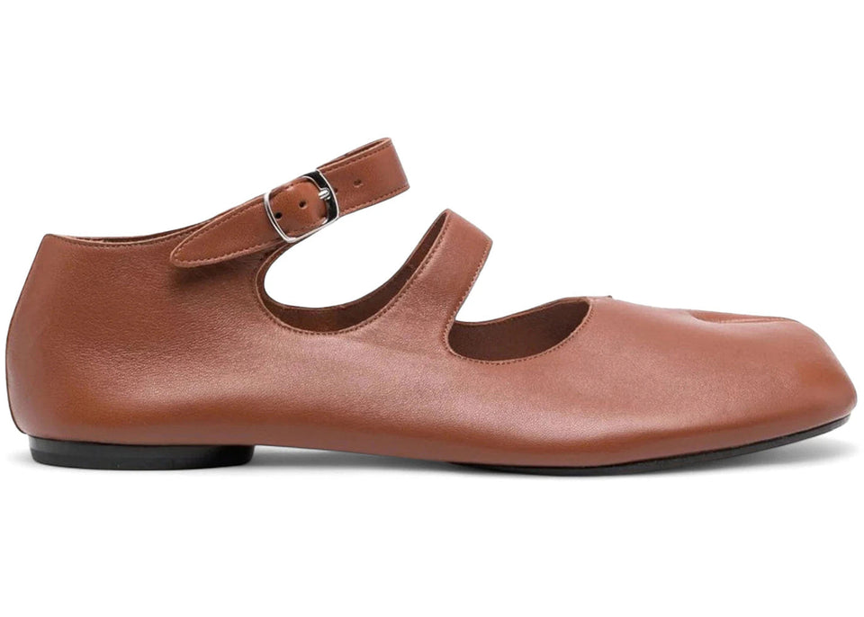 Maison Margiela Tabi Ballerina Double Strap Flats Nutmeg Womens