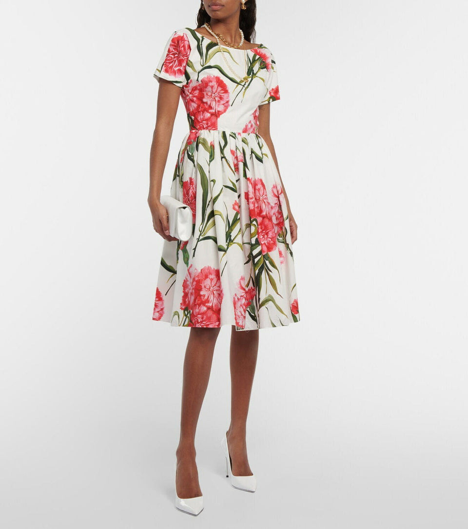 Dolce&Gabbana - Floral A-line cotton midi dress