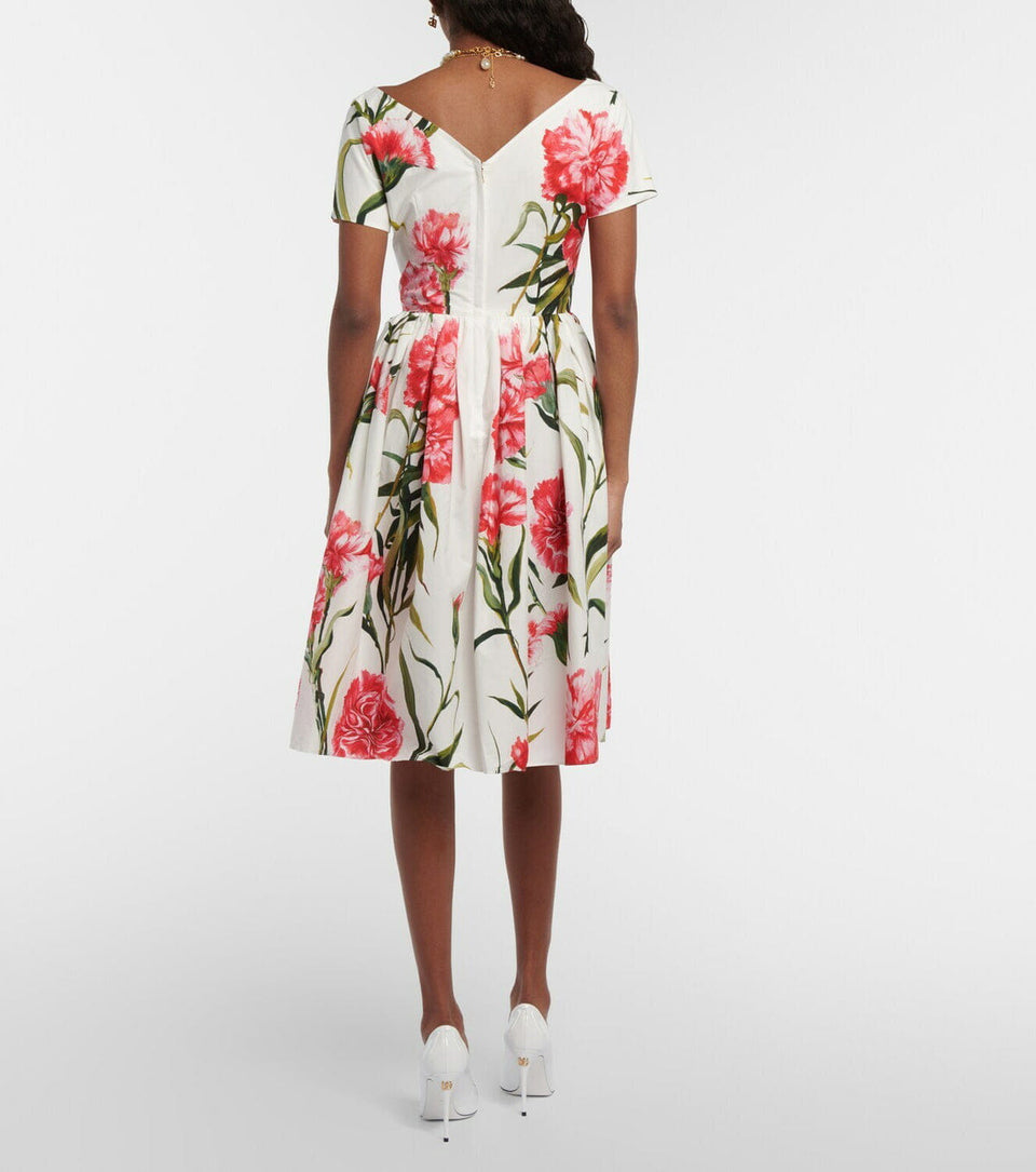 Dolce&Gabbana - Floral A-line cotton midi dress