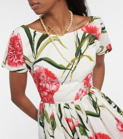 Dolce&Gabbana - Floral A-line cotton midi dress