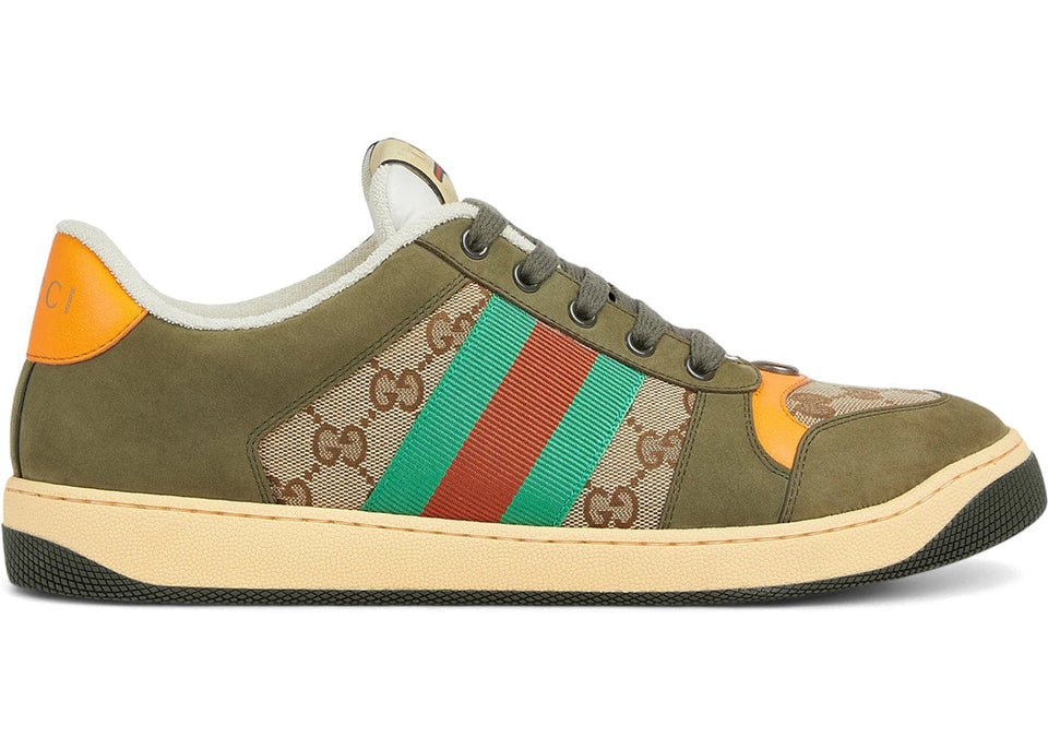 Gucci Screener Dark Green Beige Dark Brown Gg Canvas