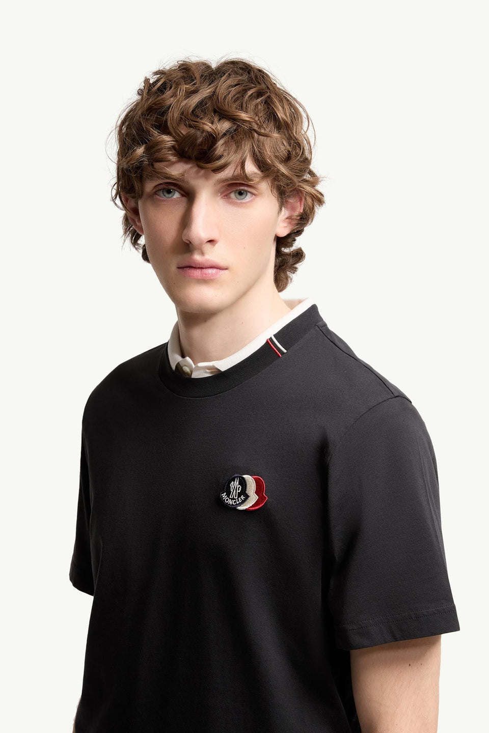Moncler Embroidered Tricolor Logo Cotton T-Shirt Navy Blue Navy Blue