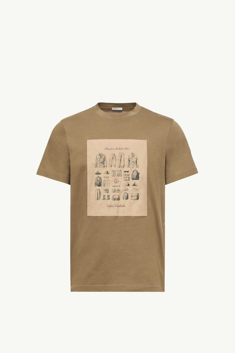 Moncler Safari Wardrobe Print Cotton T-Shirt Olive Green Olive Green