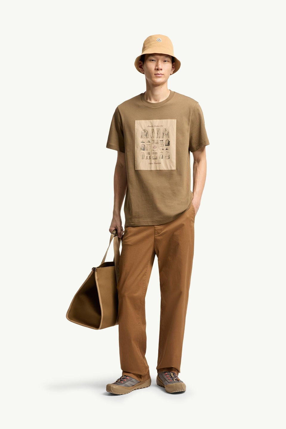 Moncler Safari Wardrobe Print Cotton T-Shirt Olive Green Olive Green