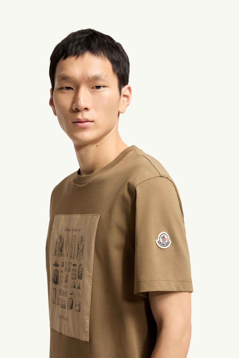 Moncler Safari Wardrobe Print Cotton T-Shirt Olive Green Olive Green