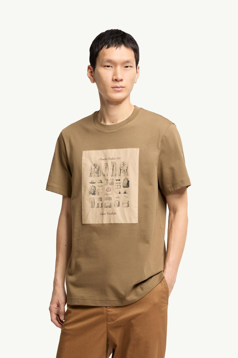 Moncler Safari Wardrobe Print Cotton T-Shirt Olive Green Olive Green