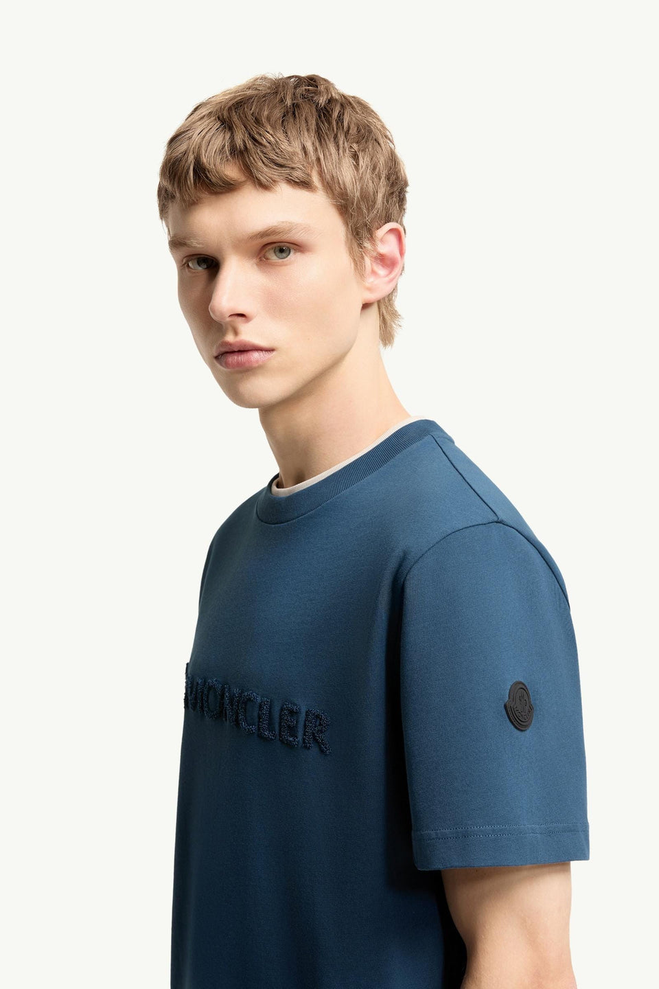 Moncler Logo Cotton T-Shirt Ink Blue Ink Blue