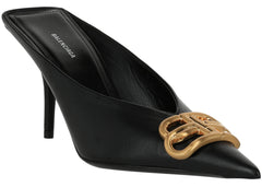 Balenciaga Square Knife Bb Mules Black Gold Womens