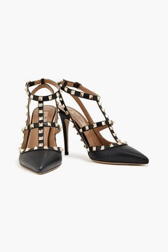 Valentino Garavani Rockstud Pebbled-Leather Pumps Black Women's