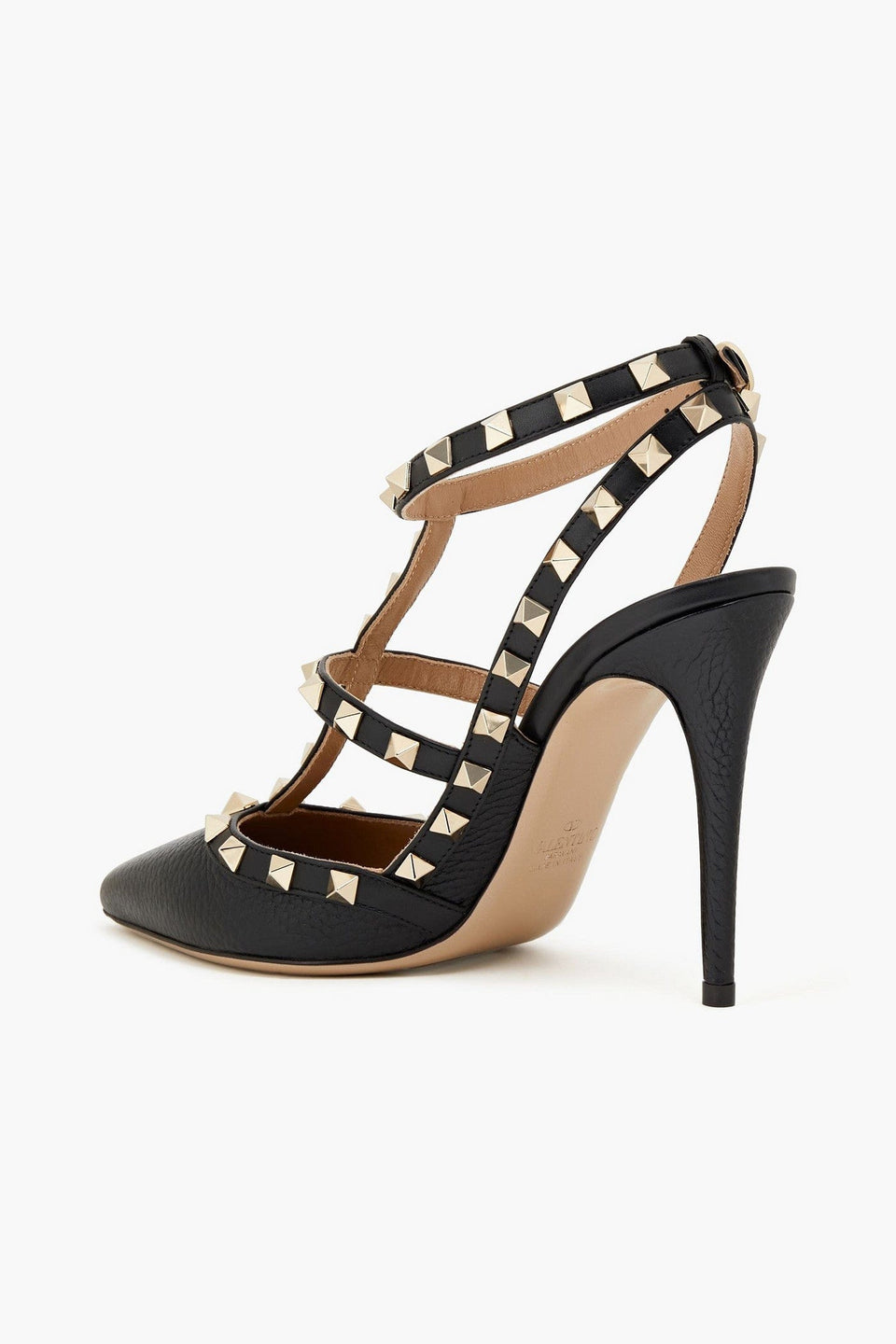 Valentino Garavani Rockstud Pebbled-Leather Pumps Black Women's